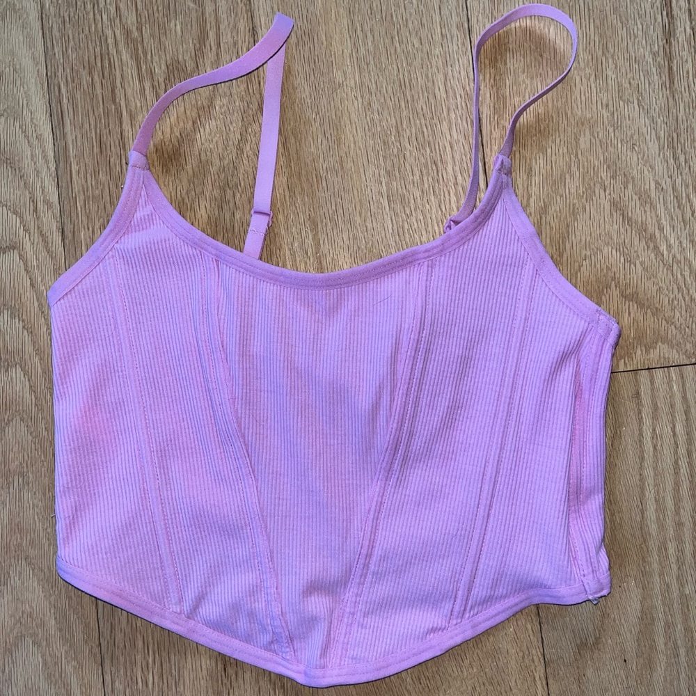 Target Colsie Ribbed Corset Top Mesh Back Lilac Purple Medium